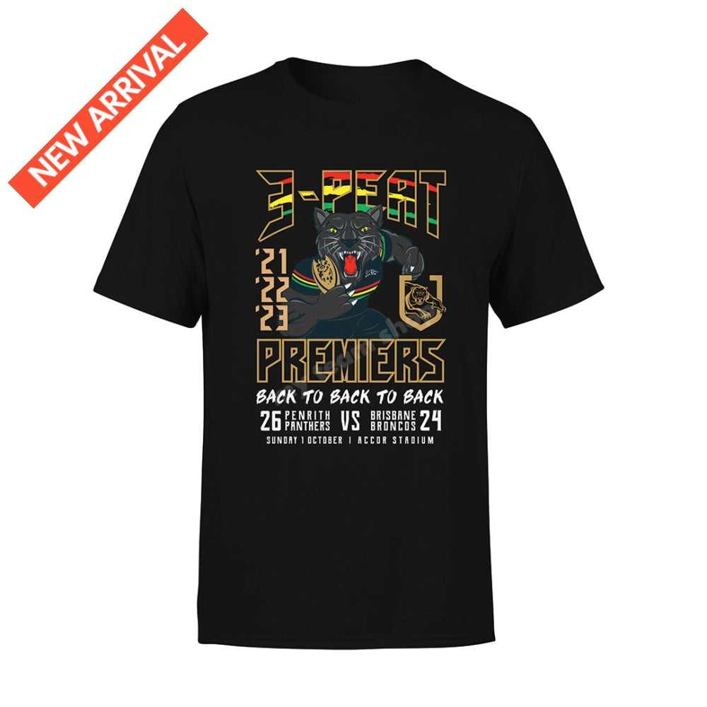 STOCKTAKE SALE 2023 NRL Penrith Panthers Adults Caricature Premiership Tee