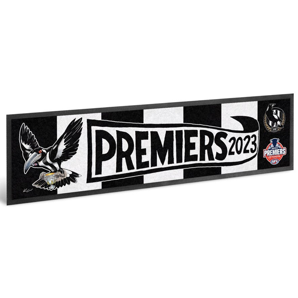 Sale Sale Sale Collingwood Magpies 2023 Premiers Caricature Bar Runner