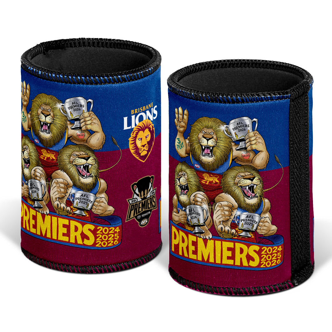 Brisbane Lions 2026 Premiers Caricature Can Cooler (Pre Order)