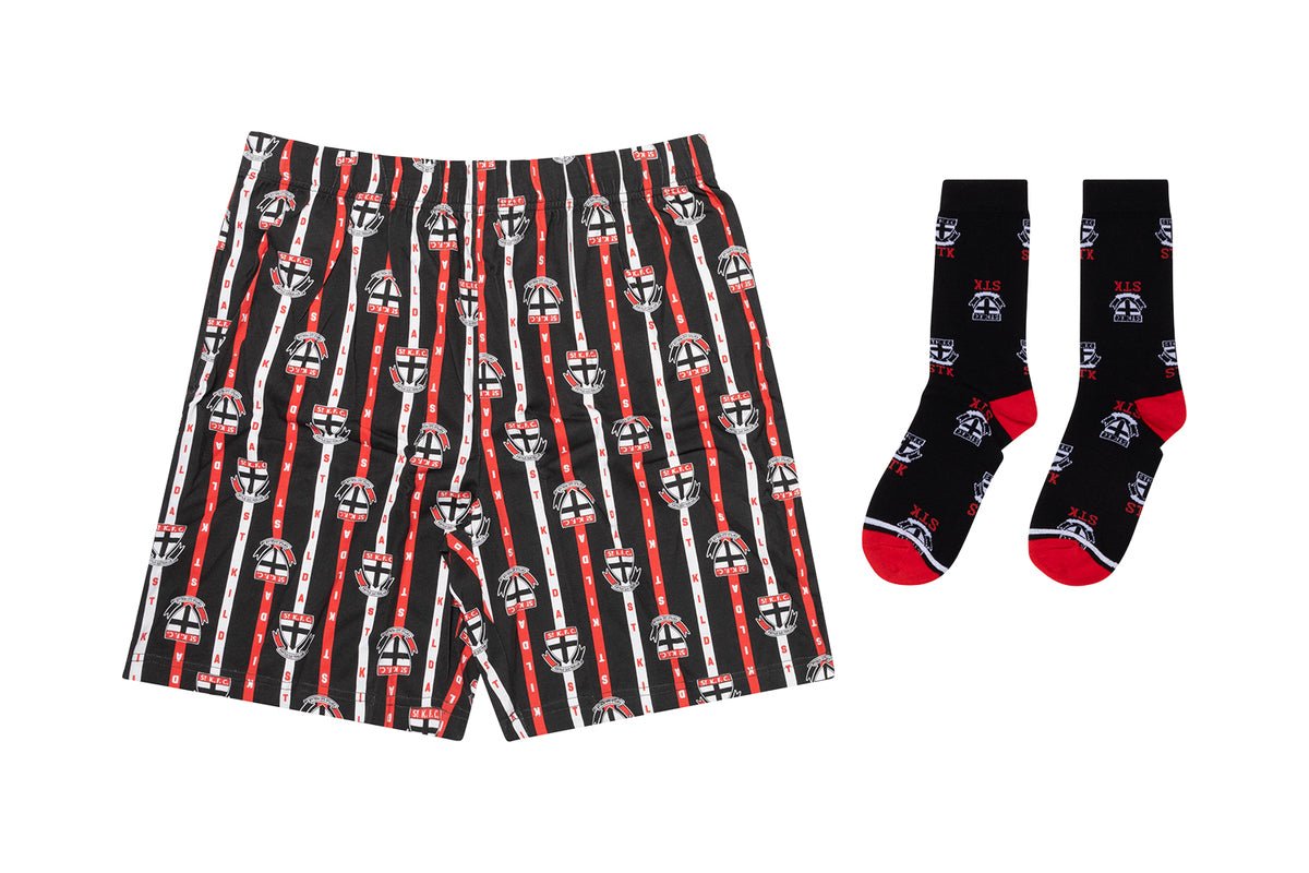 SALE SALE SALE St Kilda Saints Men's Boxer Shorts & Sock Gift Pack