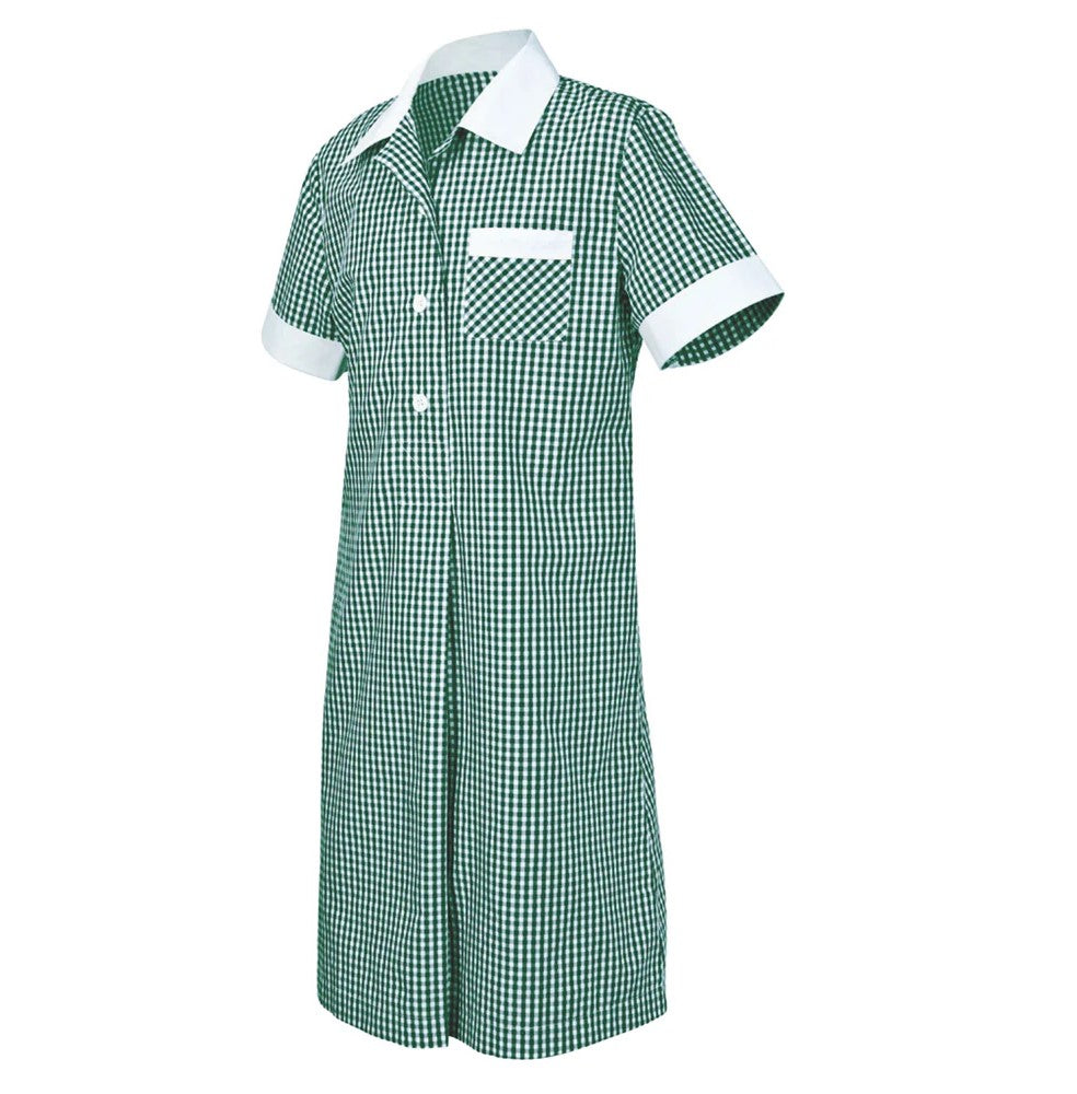 Primary School Gingham Dress Green White