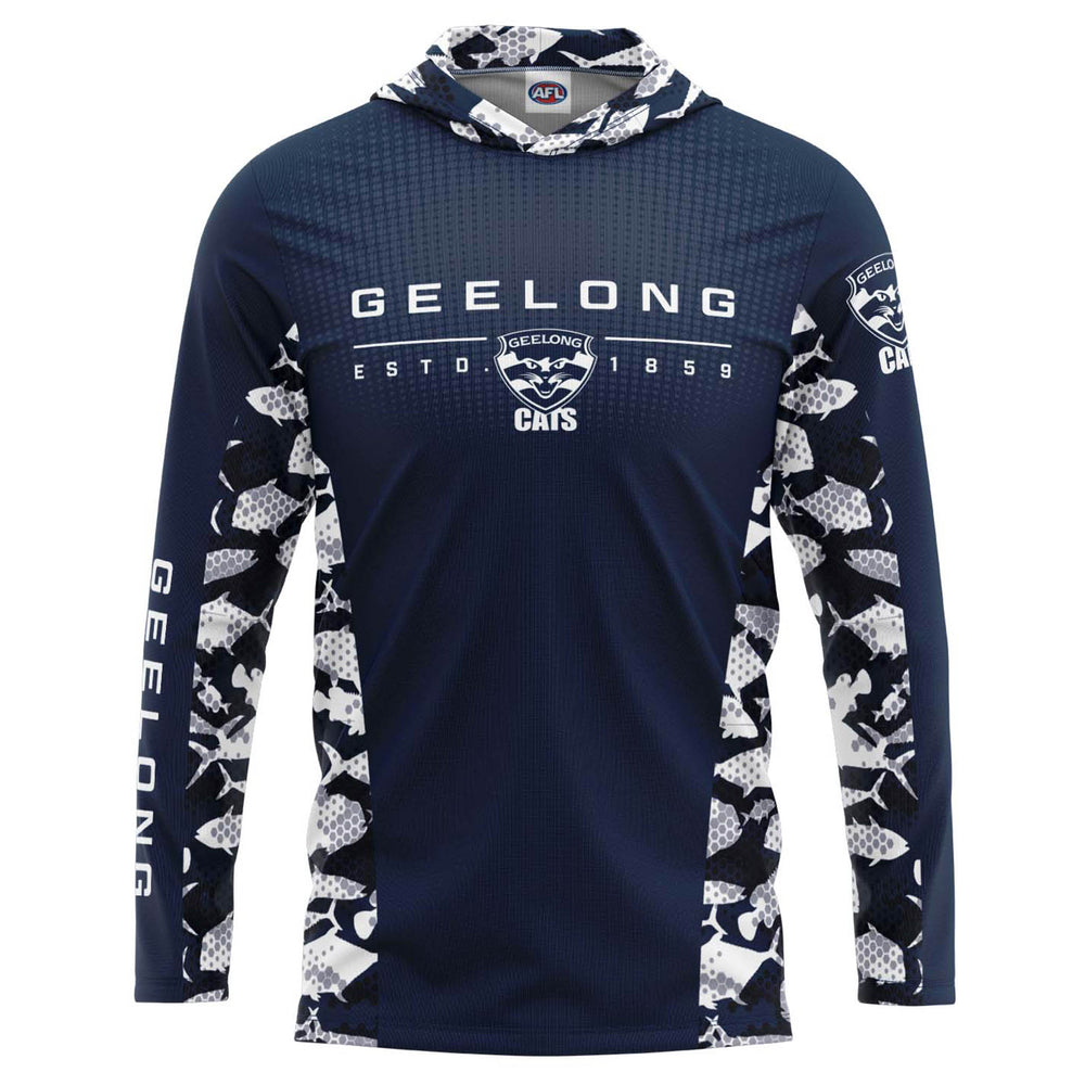 SALE SALE SALE Geelong Cats 'Reef Runner’ Hooded Fishing Shirt