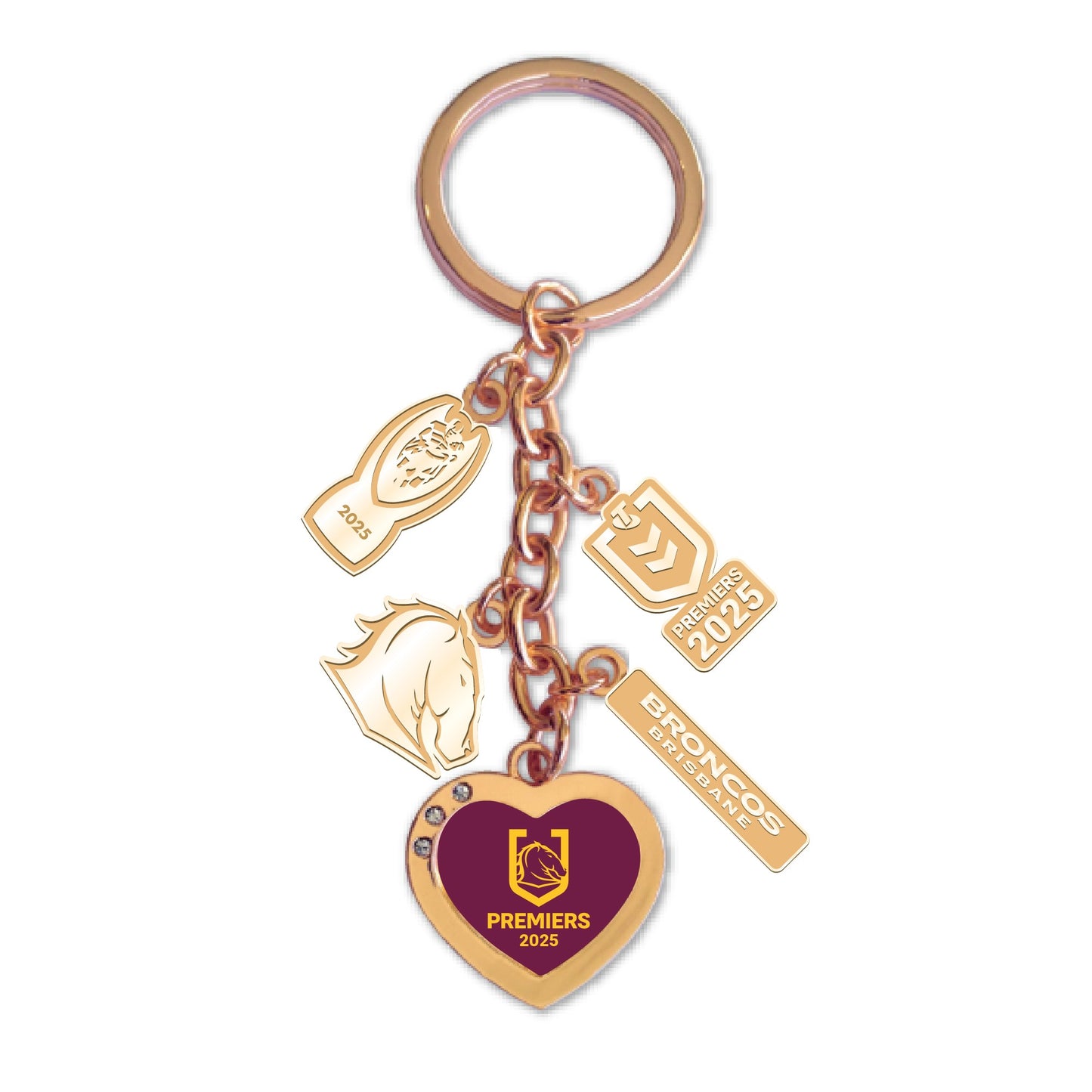 Brisbane Broncos 2025 Premiers Charm Keyring