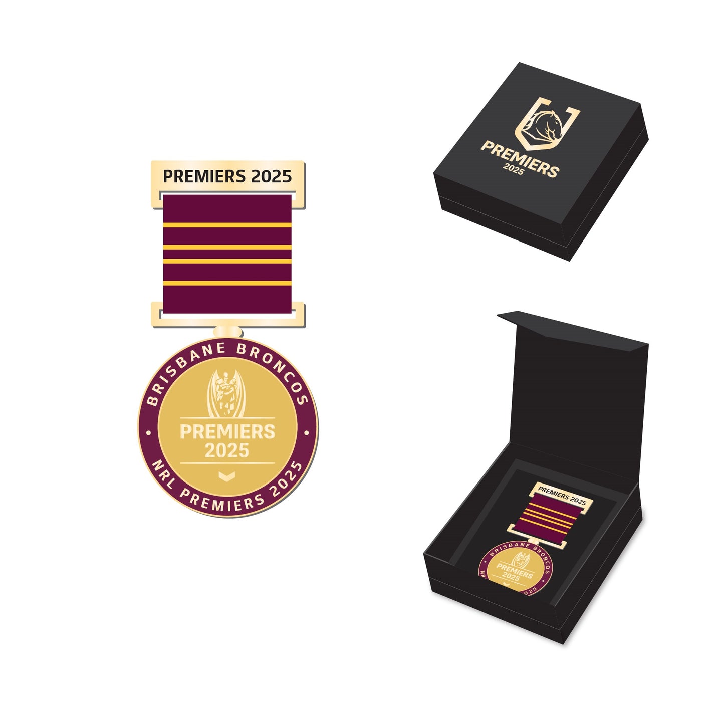 Brisbane Broncos 2025 Premiers Medal with Ribbon
