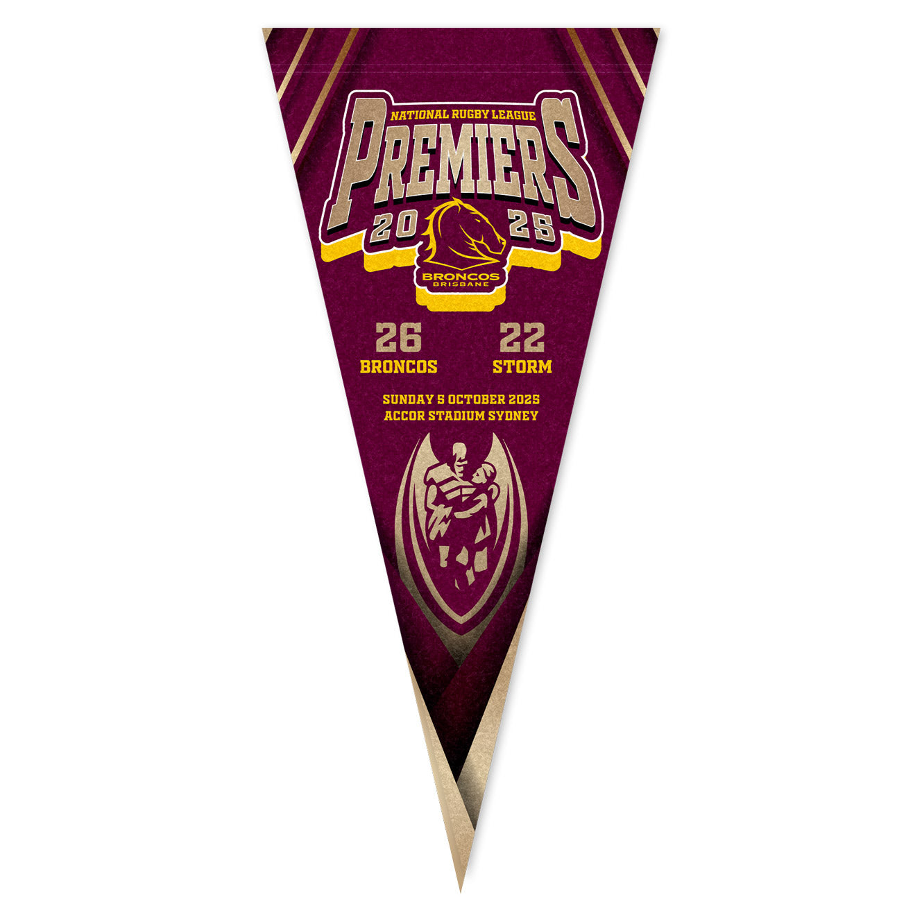 NRL Brisbane Broncos 2025 Premiers Pennant