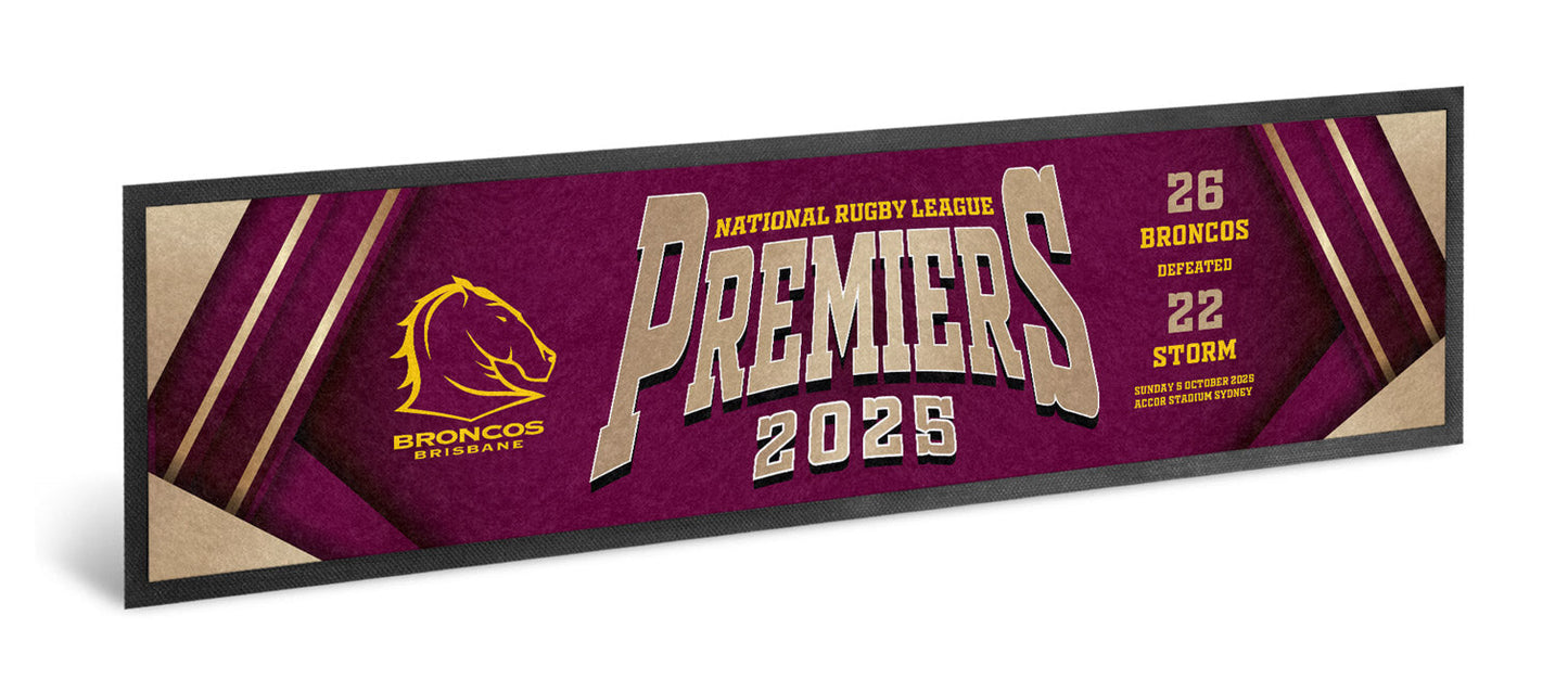 NRL Brisbane Broncos 2025 Premiers Team Bar Runner