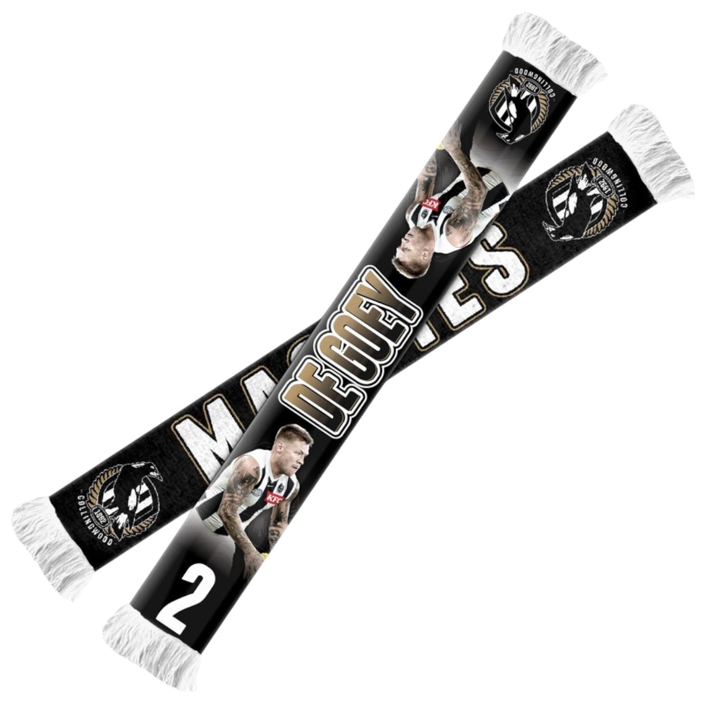 AFL PLAYER Collingwood Magpies Jordan Degoey Scarf