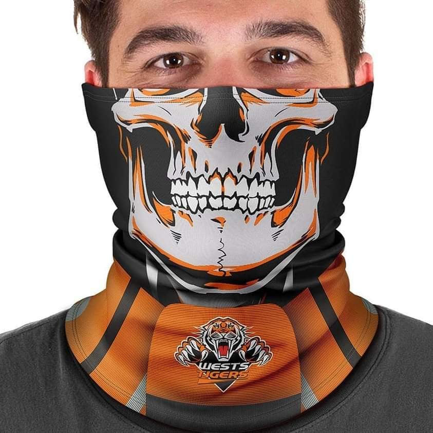 SALE SALE SALE NRL Wests Tigers "Skull-Face" Multi-Purpose Bandana