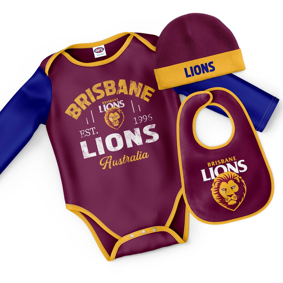 Brisbane Lions 3pc baby set
