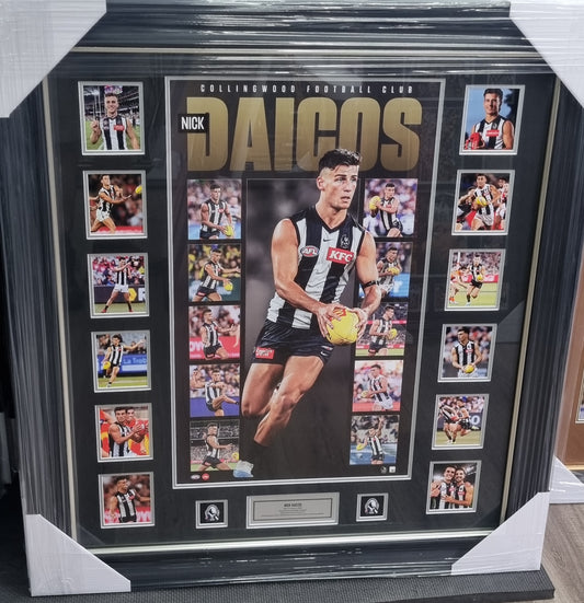 Collingwood Nick Daicos 86cm X 95cm Wooden Frame (Pick up only)