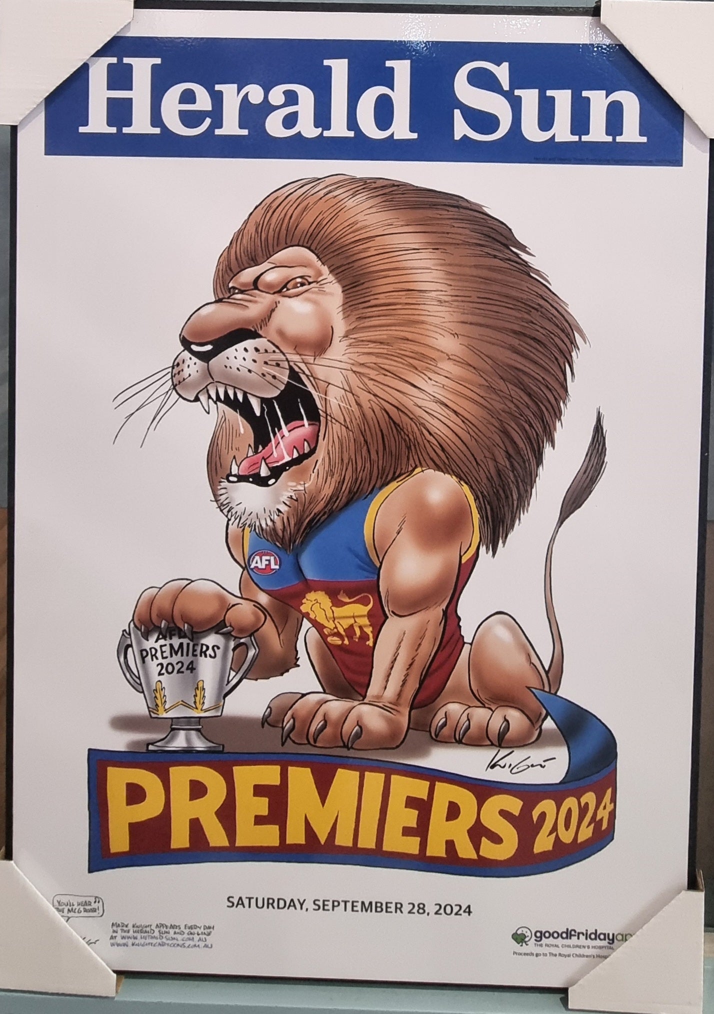 2024 Mark Knight Premiership Block Mount Brisbane Lions