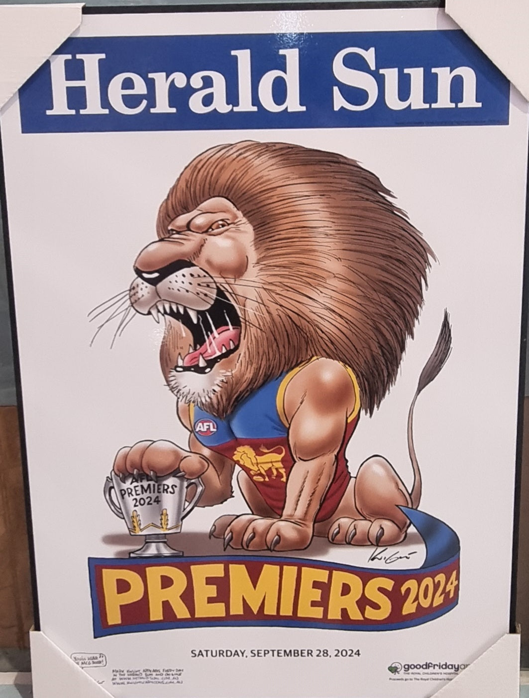 2024 Mark Knight Premiership Block Mount Brisbane Lions