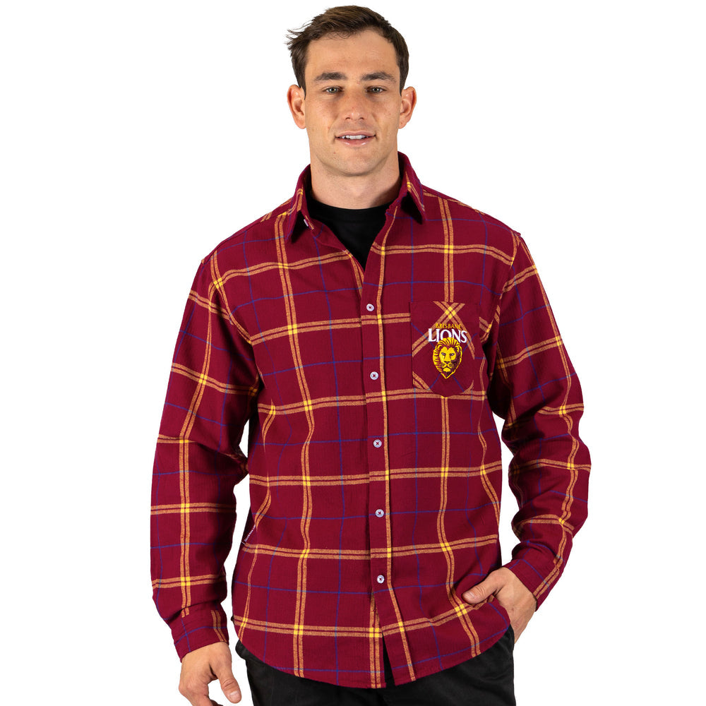 Brisbane Lions Mustang Mens Flannelette Shirt