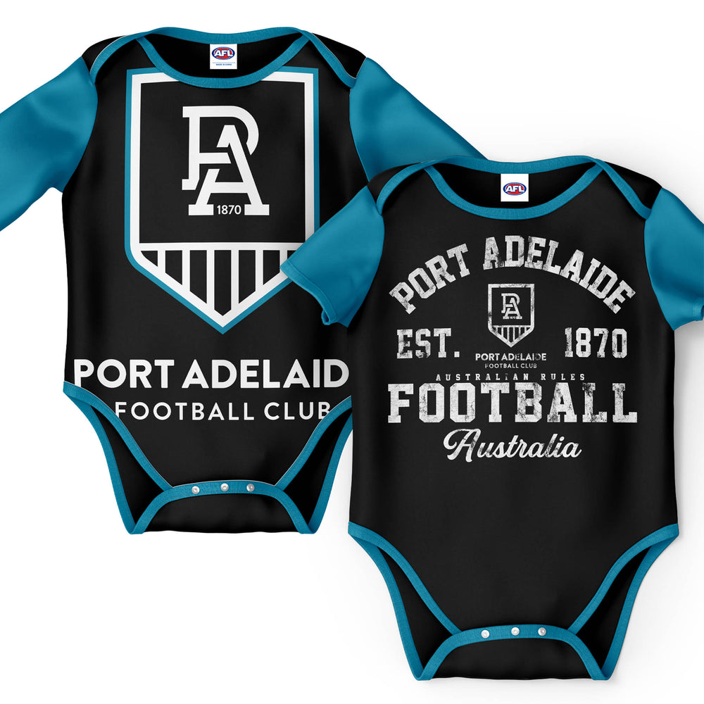 Port Adelaide AFL 2pc Bodysuit Gift Set