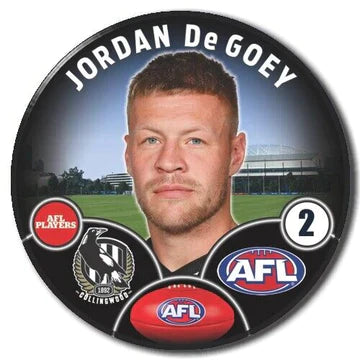 2023 AFL Collingwood Player Badge - Jordan DeGoey