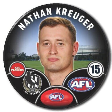 2023 AFL Collingwood Player Badge - Nathan Kreuger