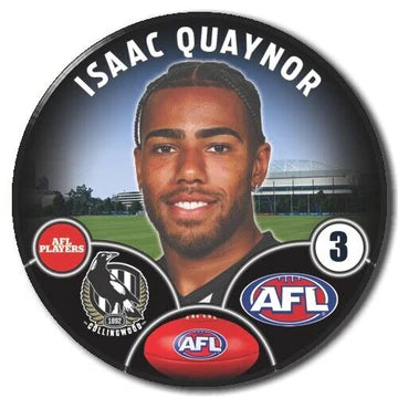 2023 AFL Collingwood Player Badge - Isaac Quaynor