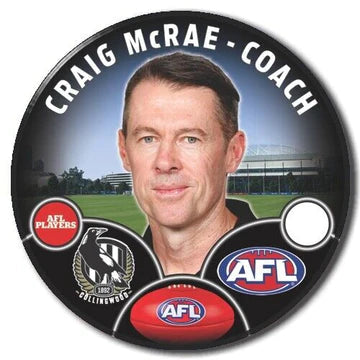 2023 AFL Collingwood Player Badge - Craig McRae (Coach)