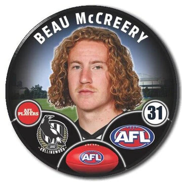 2023 AFL Collingwood Player Badge - Beau McCreery