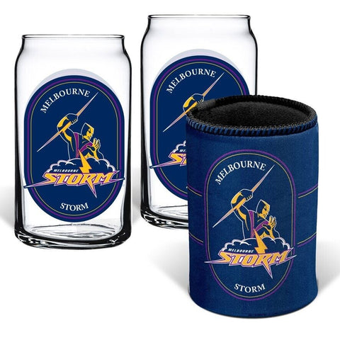 Melbourne Storm Heritage Can Shaped Glasses And Can Cooler Gift Pack