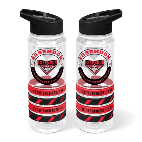 Essendon Bombers Clear Tritan Drink Bottle with Wrist Bands