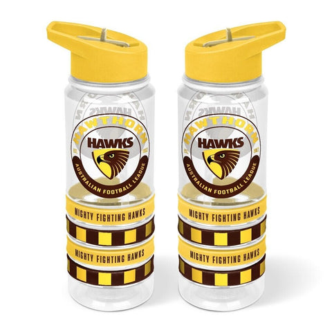 Hawthorn Hawks Clear Tritan Drink Bottle with Wrist Bands