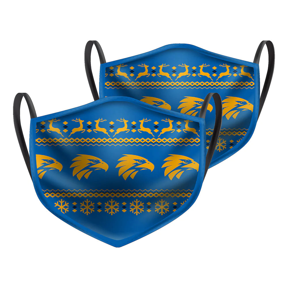 West Coast Eagles 2 Pack 3 Ply Ugly Face Mask Christmas