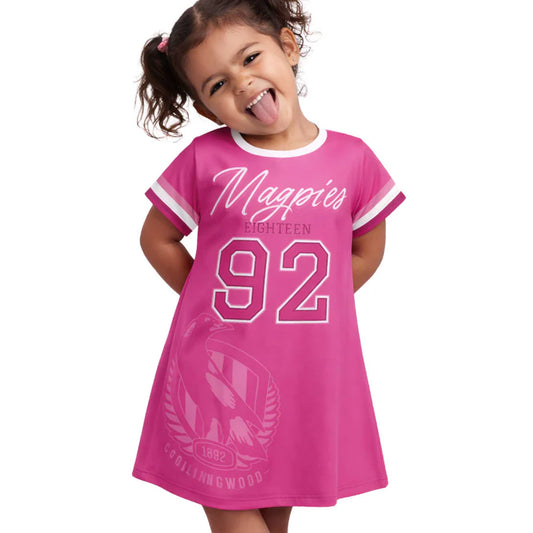 Collingwood Magpies Girls 'Fuchsia Force' T-Shirt Dress