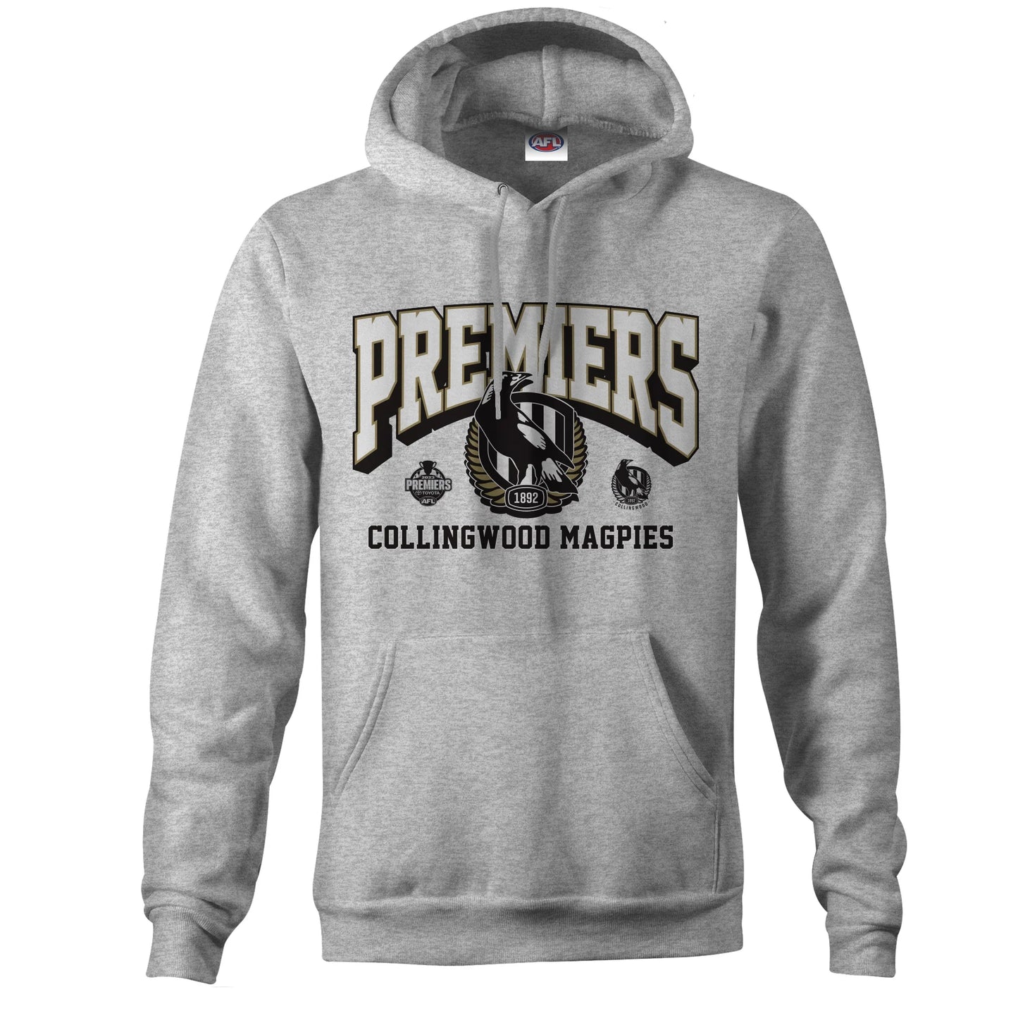 STOCKTAKE SALE           2023 AFL Premiers Collingwood Magpies Adults Grey Hoody