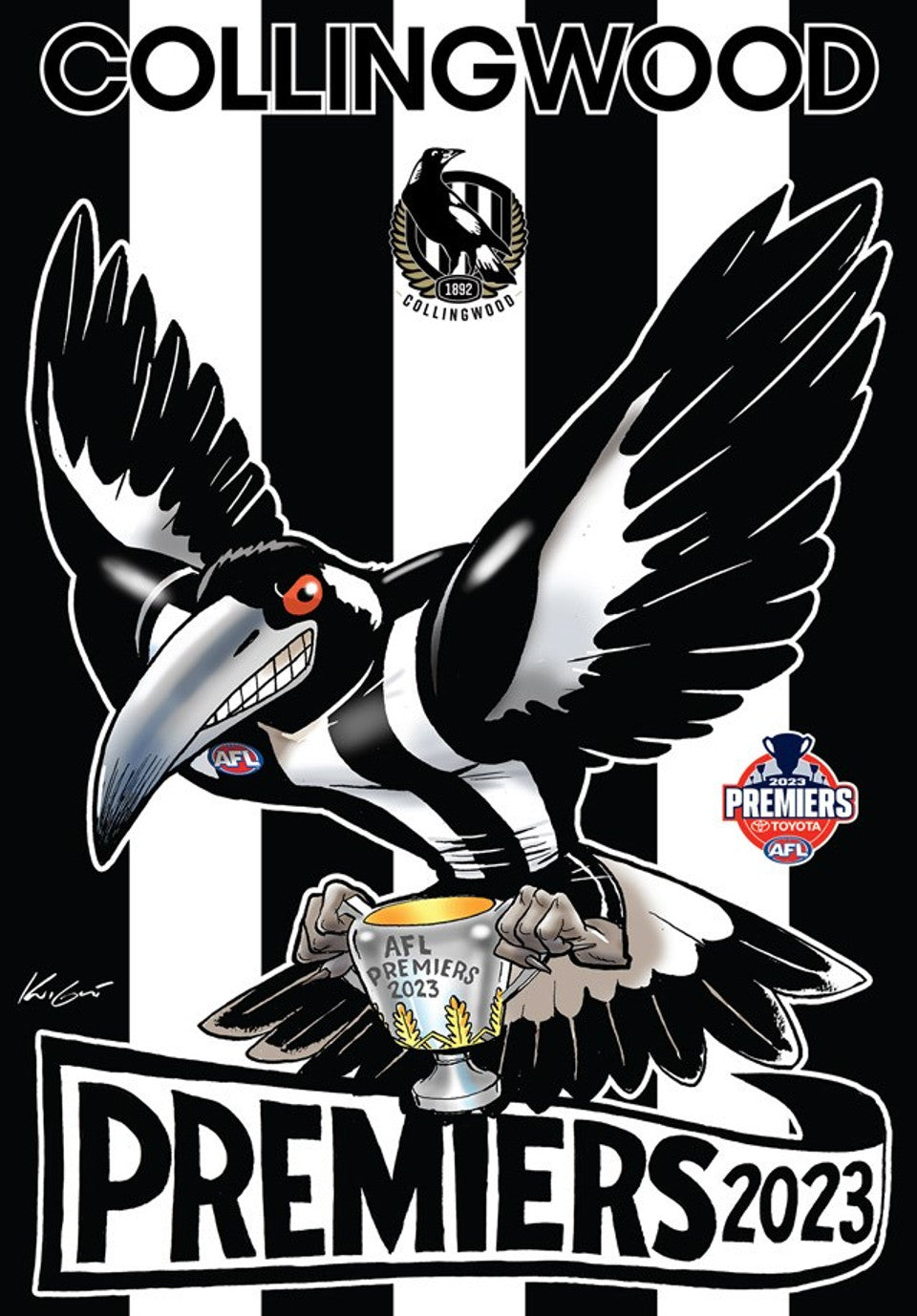 Collingwood Magpies 2023 Premiers Caricature Sticker