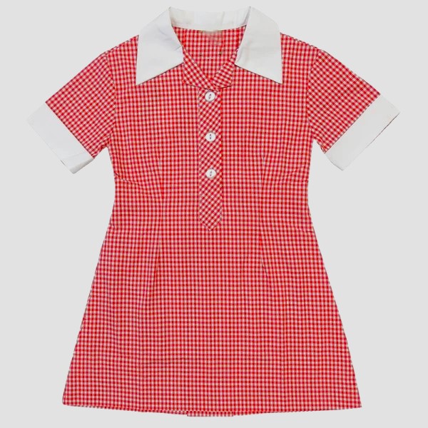 Primary School Gingham Dress Red White