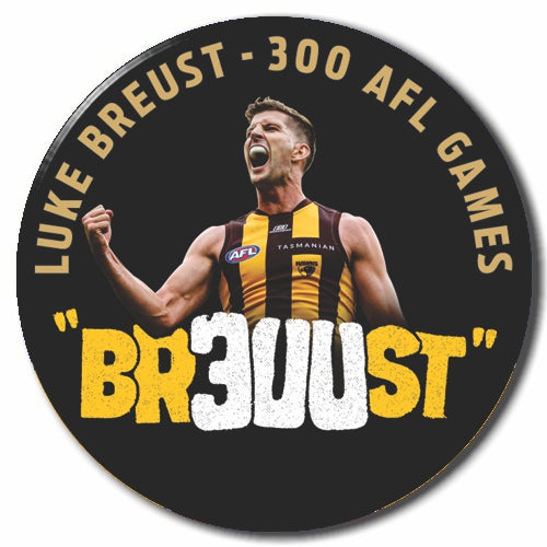 Afl Hawthorn 300th Luke Breust Commeritive Badge