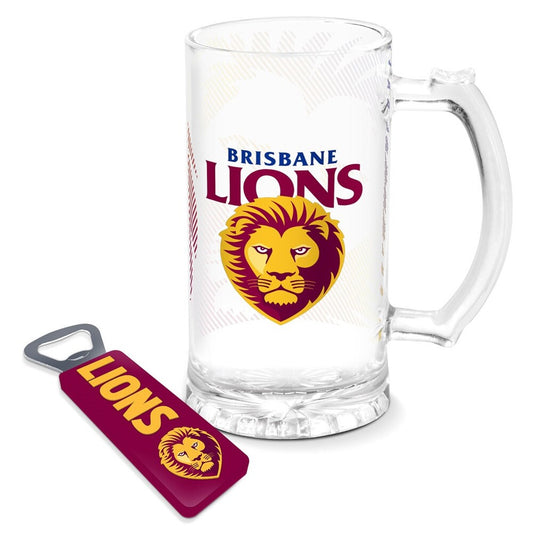 Brisbane Lions AFL Stein and Magnetic Opener Gift Set