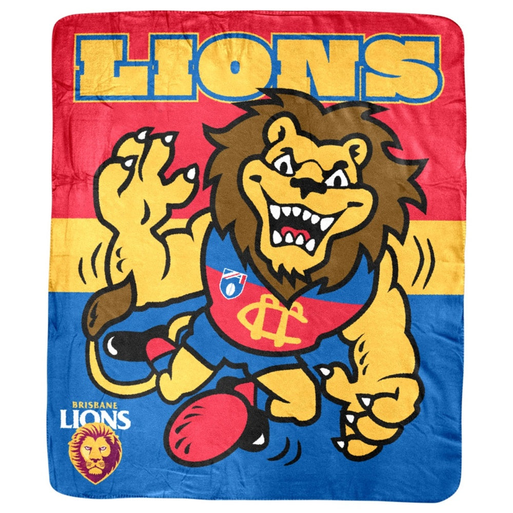 Brisbane Lions Mascot Coral Fleece Throw Rug