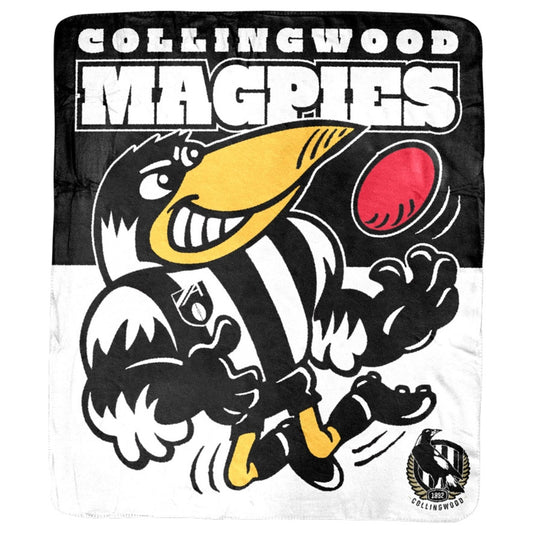 Collingwood Magpies Mascot Coral Fleece Throw Rug