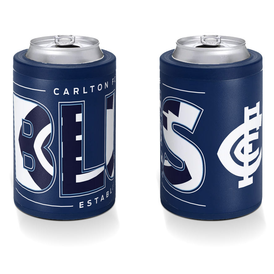 Carlton Blues Insulated S/Steel Stubby Holder Can Cooler