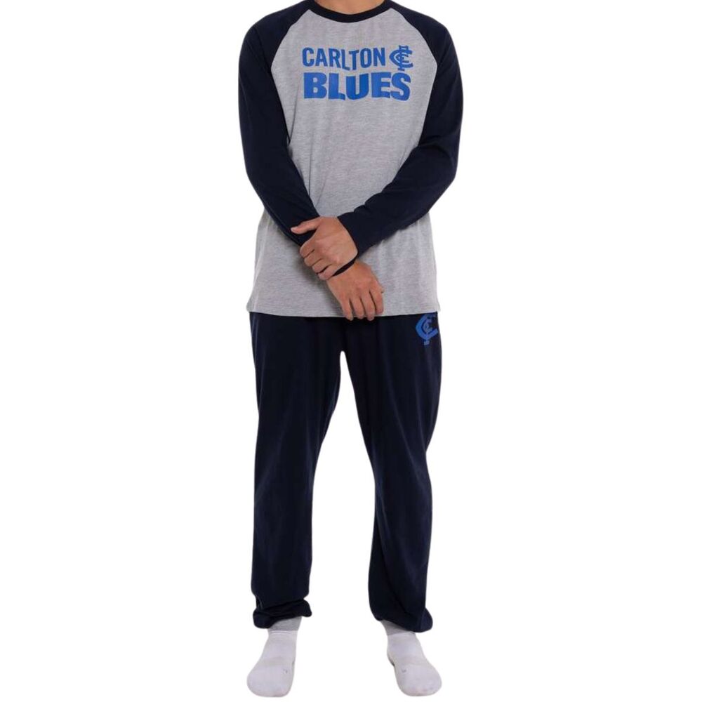 Stocktake Sale Carlton Blues Youths Raglan Sleeve Cuffed PJ Set