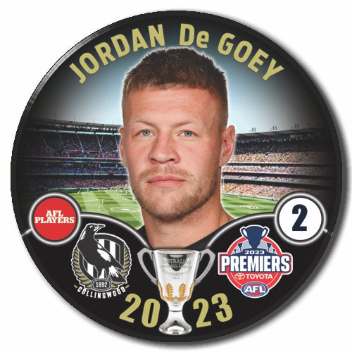 2023 AFL Collingwood Premiership Player Badge - Jordan DeGoey