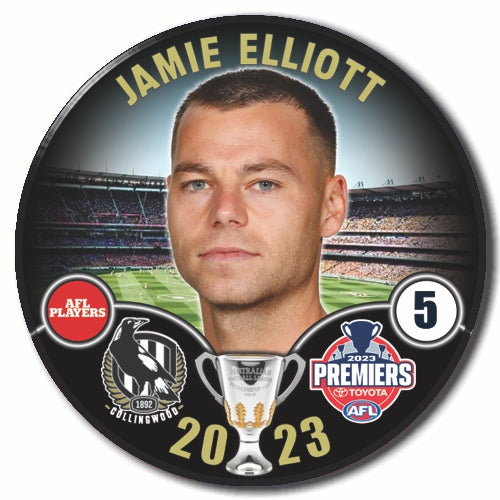 2023 AFL Collingwood Premiership Player Badge - Jamie Elliott