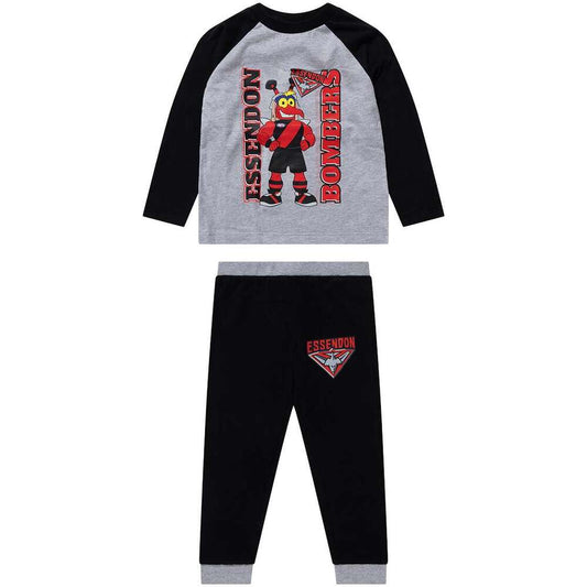 Essendon Bombers Kids Raglan Sleeve Cuffed PJ Set