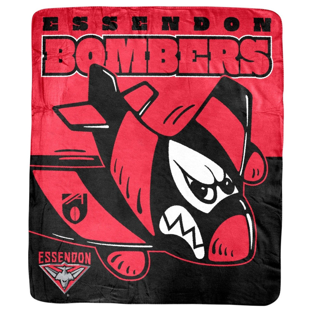 Essendon Bombers Mascot Coral Fleece Throw Rug