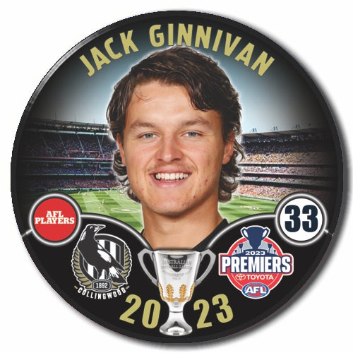 2023 AFL Collingwood Premiership Player Badge - Jack Ginnivan