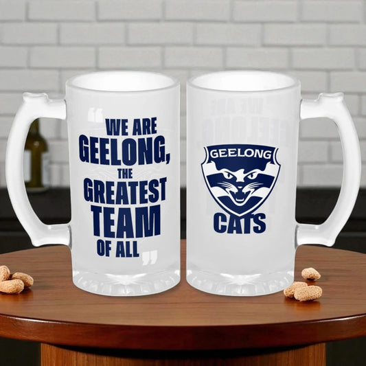 Geelong Cats Frosted Stein Glass