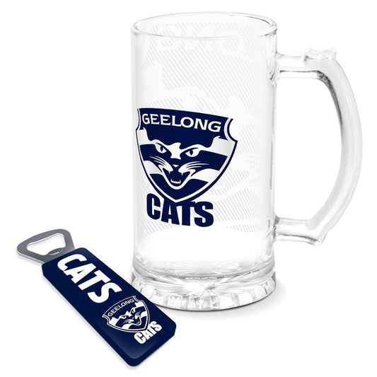 Geelong Cats AFL Stein and Magnetic Opener Gift Set