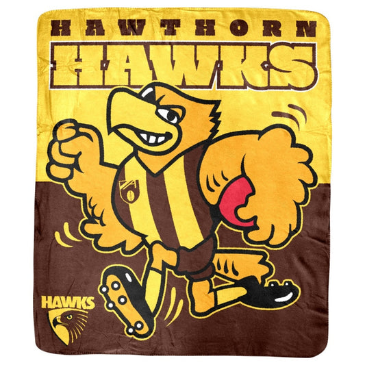 Hawthorn Hawks Mascot Coral Fleece Throw Rug