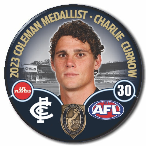 2023 AFL Carlton Coleman Medallist Badge -  Charlie Curnow