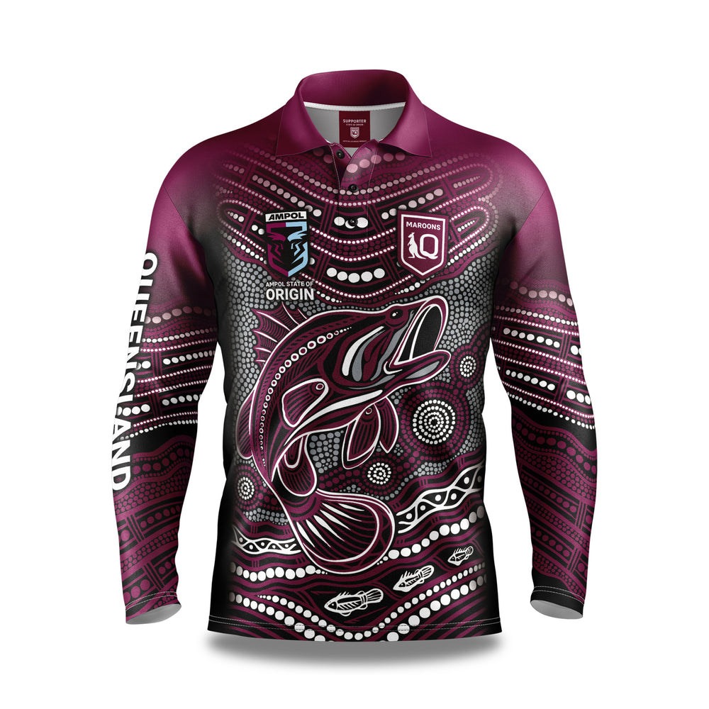 QLD Maroons "Jumping Barra" Fishing Shirt