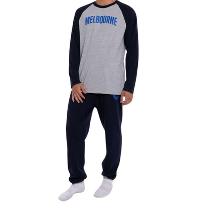 STOCKTAKE SALE    Melbourne Demons Youths Raglan Sleeve Cuffed PJ Set