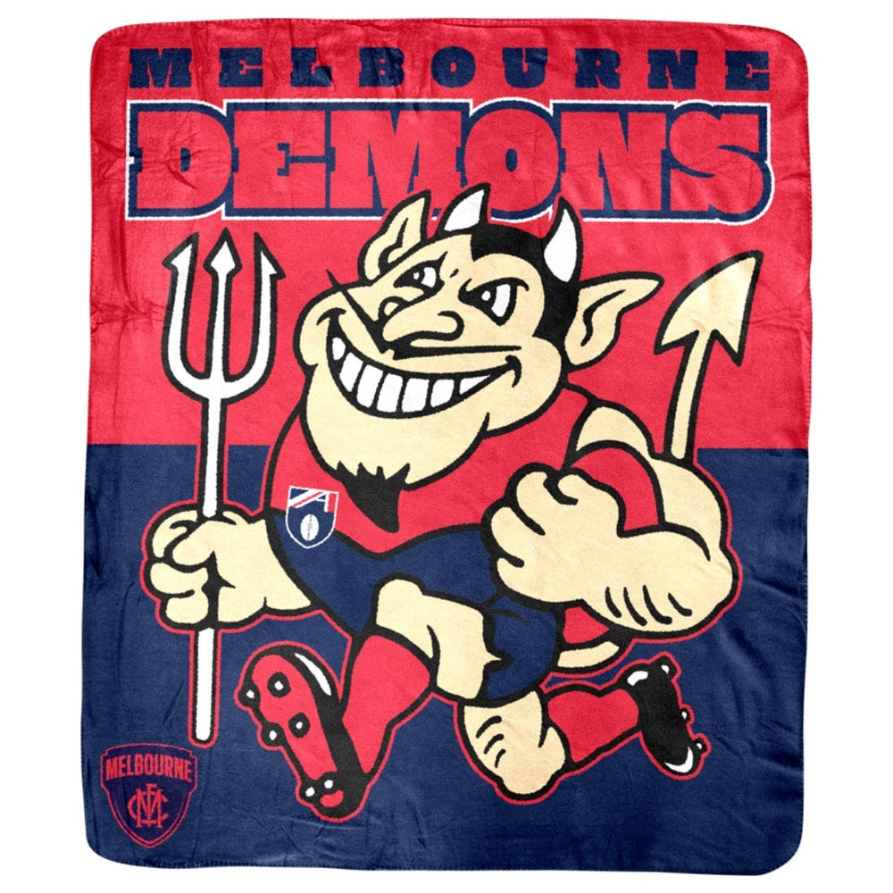 Melbourne Demons Mascot Coral Fleece Throw Rug