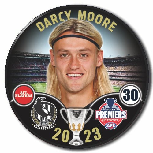 2023 AFL Collingwood Premiership Player Badge - Darcy Moore